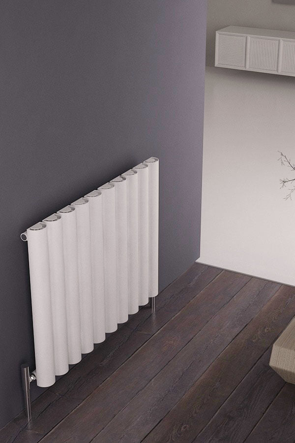Carisa Odessa Horizontaler Aluminium-Heizkörper, modernes Design, Weiß 