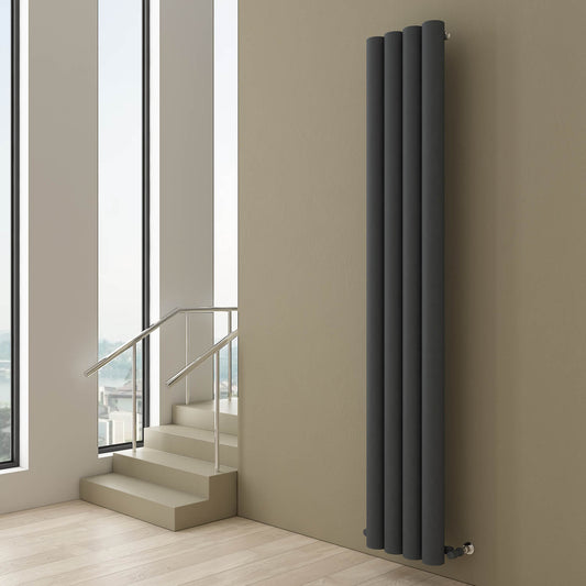 Carisa Otto Vertikaler Aluminium-Heizkörper, modernes Design, Anthrazit 