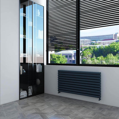Carisa Tallis XL Horizontaler Aluminium-Heizkörper, modernes Design, Anthrazit 