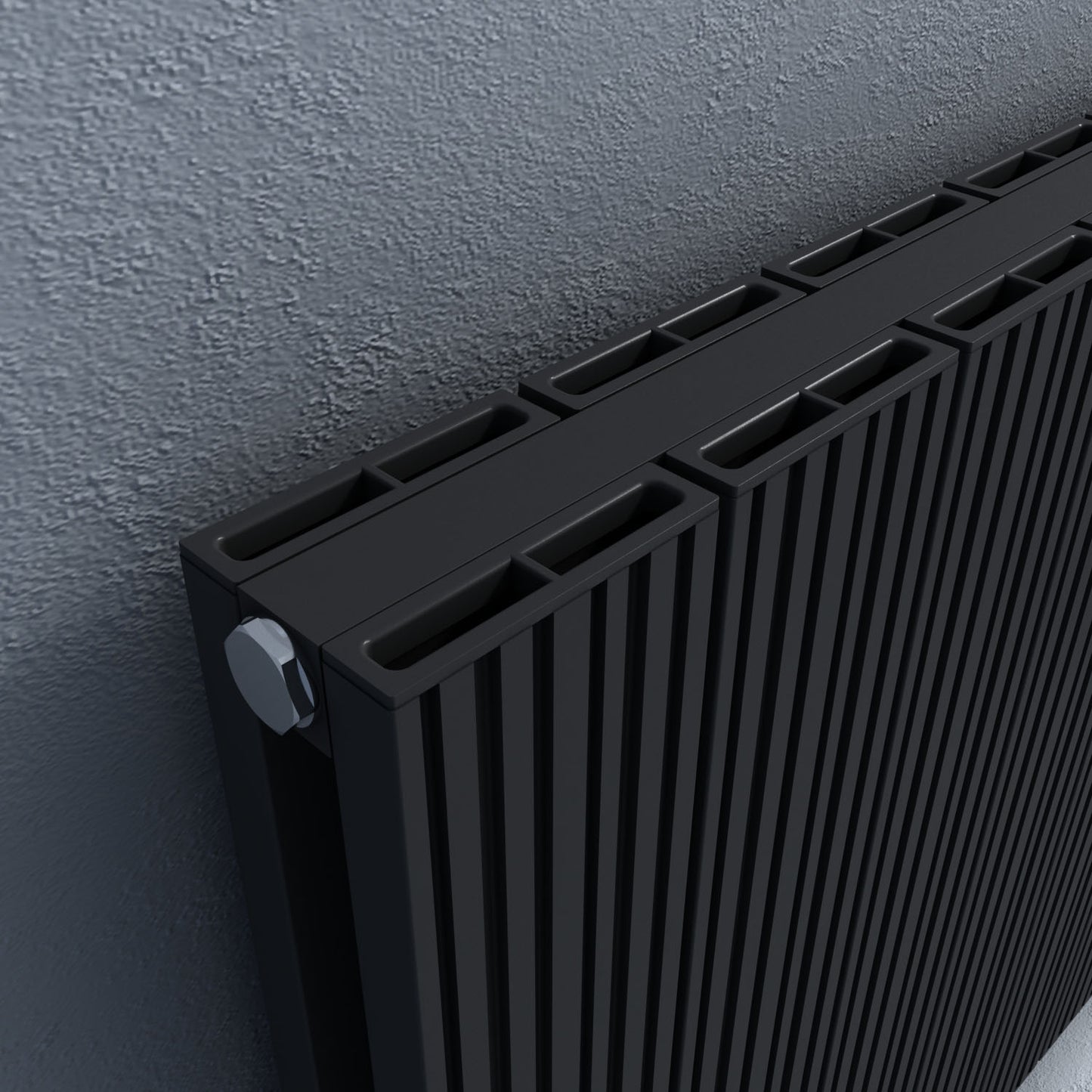 Carisa Monza Double XL Horizontaler Aluminium-Heizkörper, modernes Design, Schwarz 