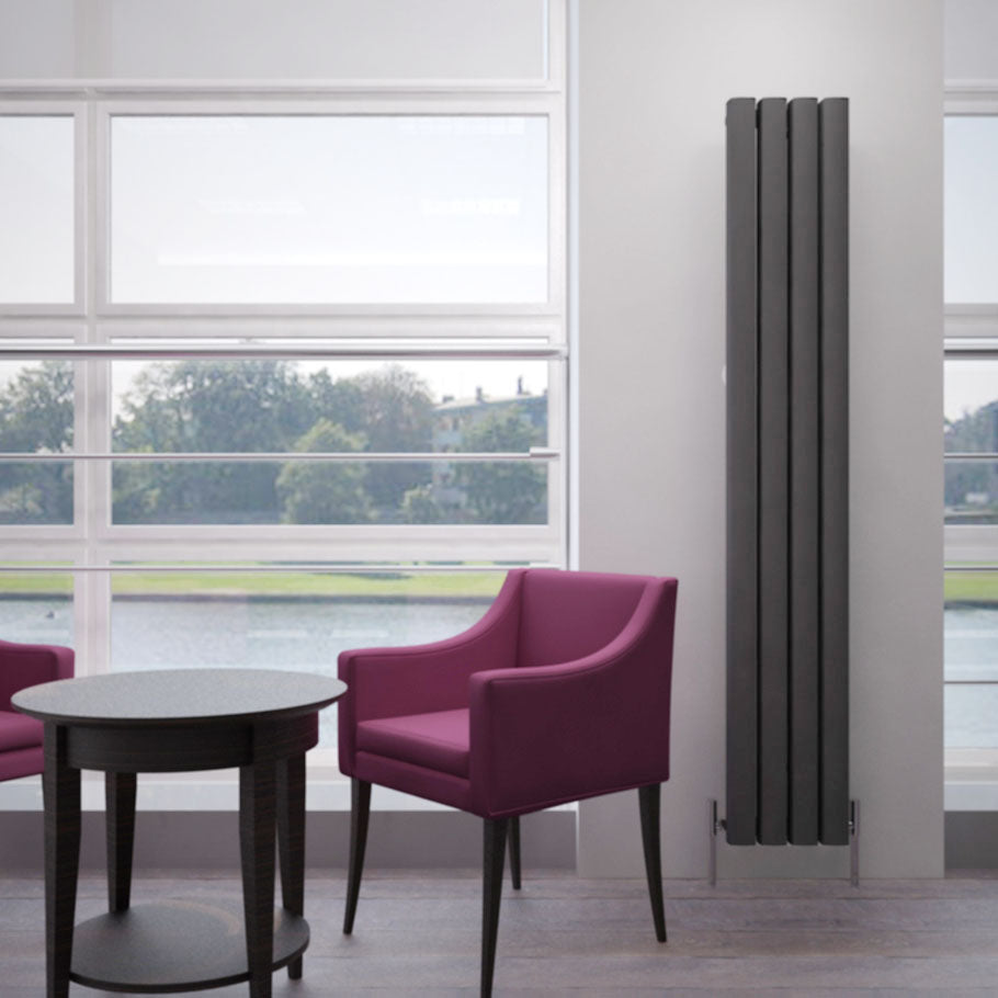 Carisa Vesta Vertikaler Aluminium-Heizkörper, modernes Design, dunkelgrau 