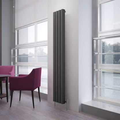 Carisa Vesta Vertikaler Aluminium-Heizkörper, modernes Design, dunkelgrau 