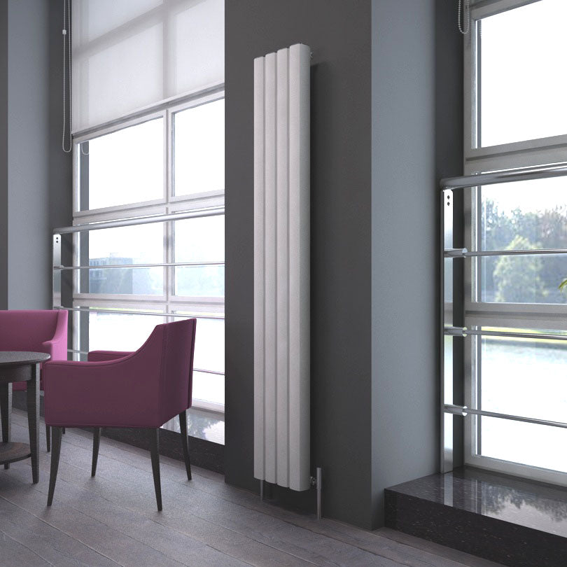 Carisa Vesta Vertikaler Aluminium-Heizkörper, modernes Design, Weiß 