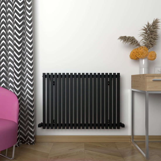 Carisa Sophia Horizontaler Aluminium-Heizkörper, modernes Design, Schwarz 