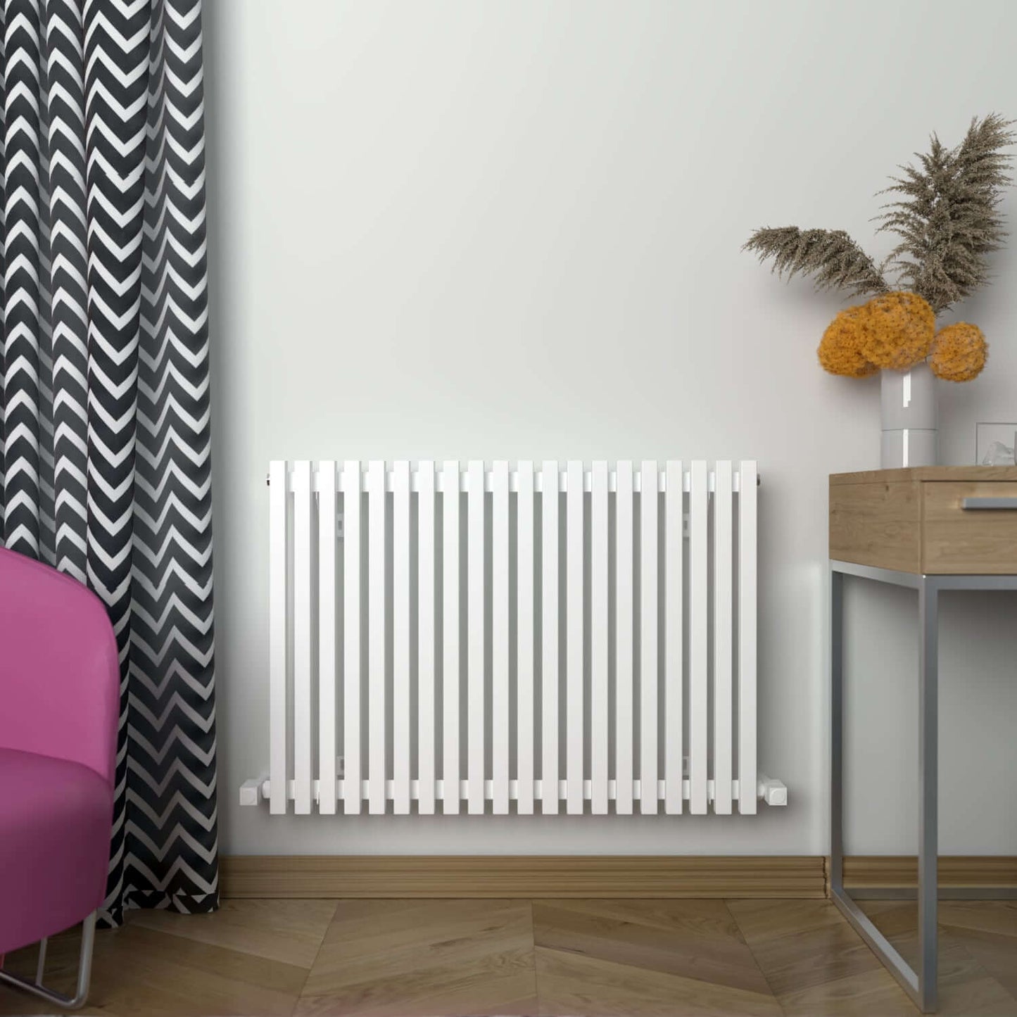 Carisa Sophia Horizontaler Aluminium-Heizkörper, modernes Design, Weiß 