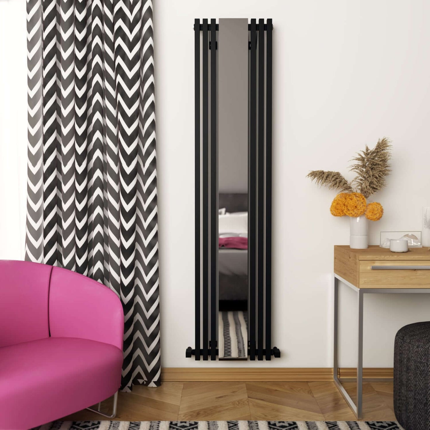 Carisa Sophia Spiegel Vertikaler Aluminiumheizkörper Modernes Design Schwarz